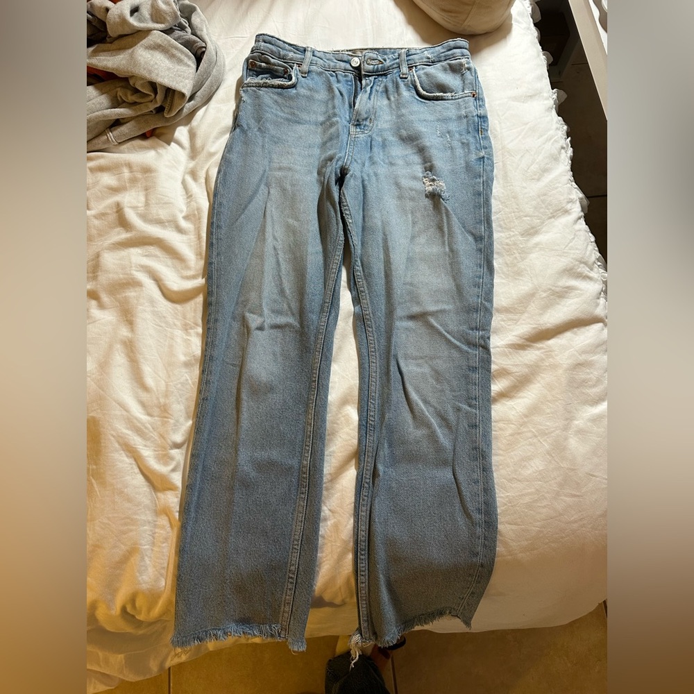 Zara Light Blue Straight Leg Jeans